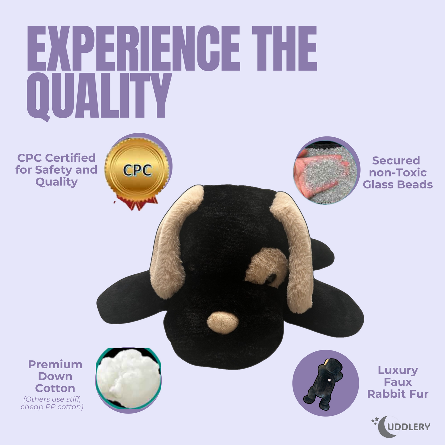 Luxury Black Dog Weighted Plush (6 LBS)