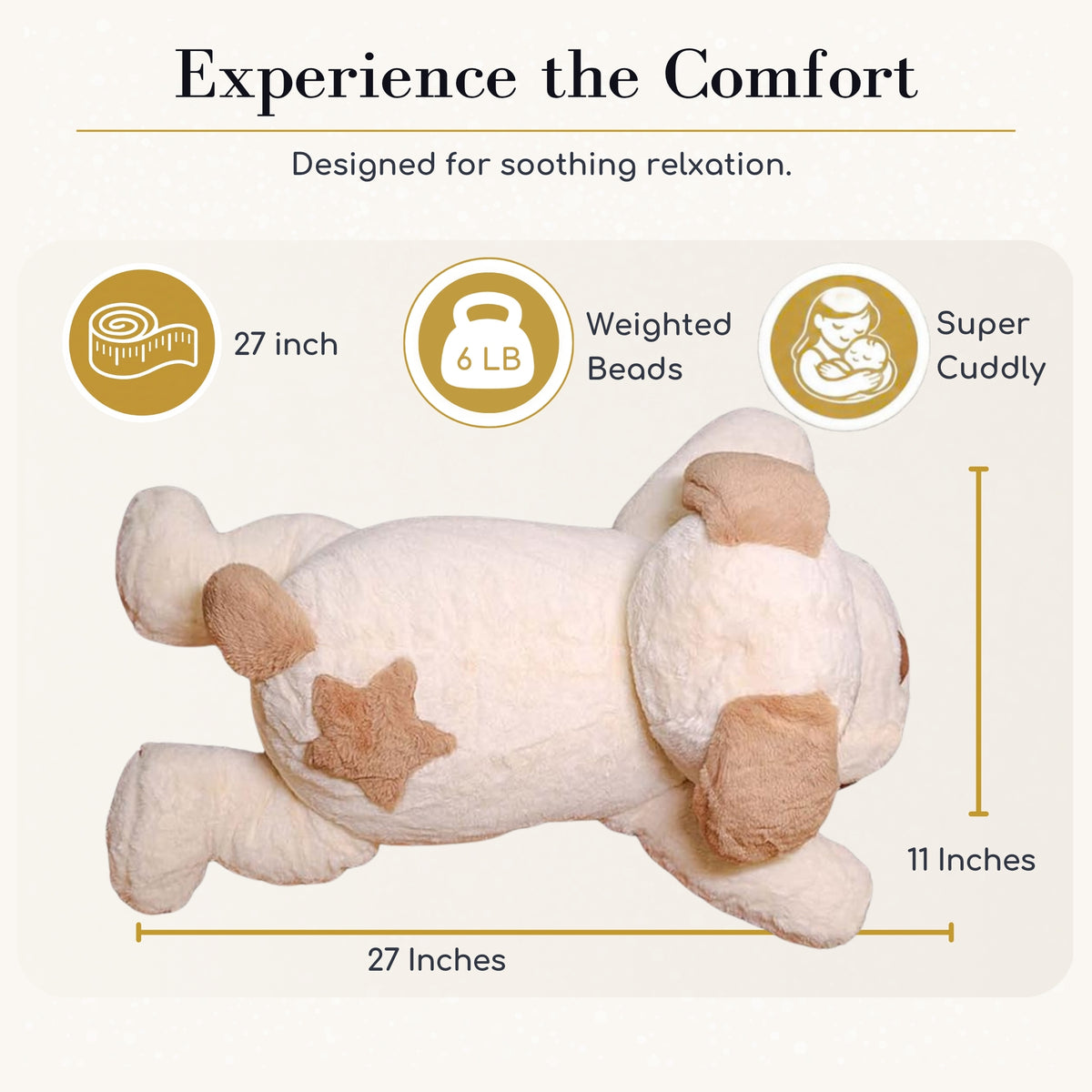 Cream Weighted Plush Dog (6 lbs) + Keychain