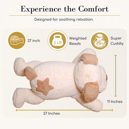 Cream Weighted Plush Dog (6 lbs) + Keychain