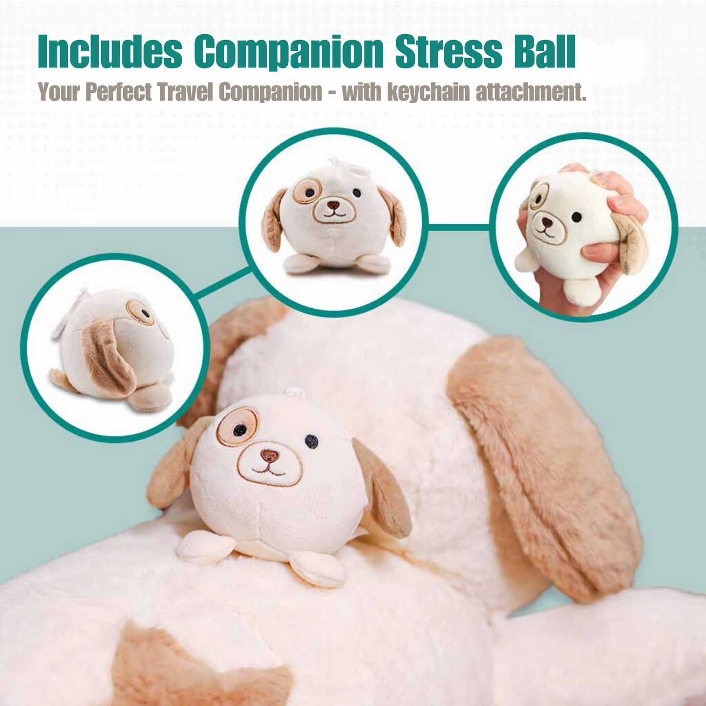 Luxury Large 6 lbs Weighted Stuffed Animal - Beige Dog